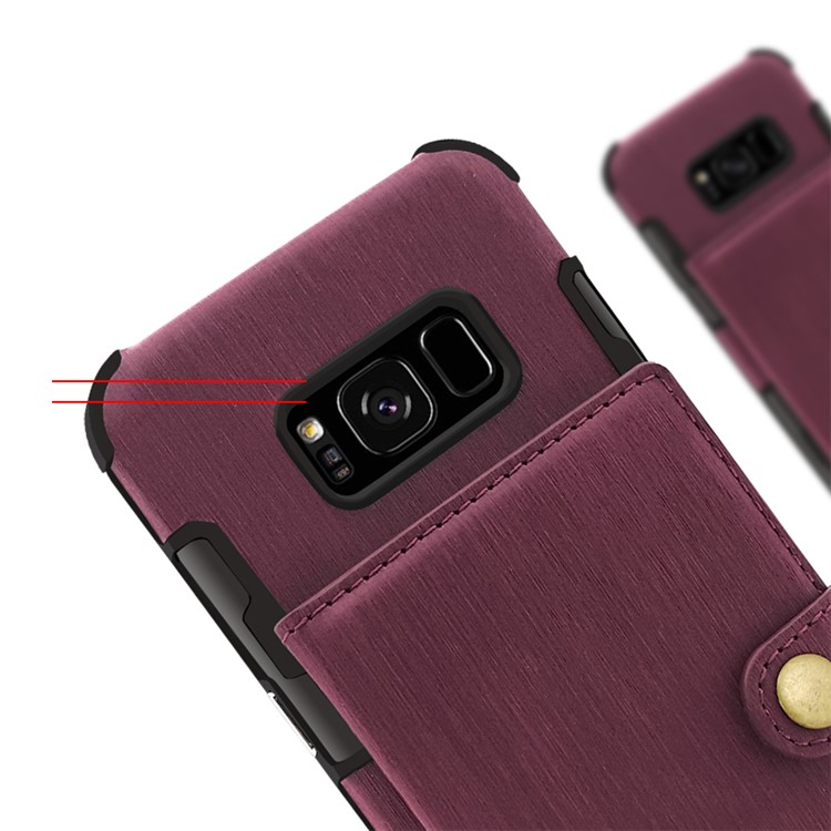 Brushed Texture PU Leather Coated TPU PC Case with Card Slots for Samsung Galaxy S8 SM-G950 - Wine Red-10