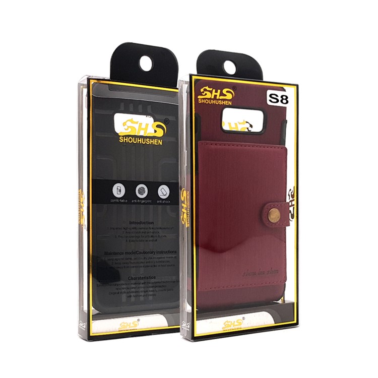 Brushed Texture PU Leather Coated TPU PC Case with Card Slots for Samsung Galaxy S8 SM-G950 - Wine Red-14