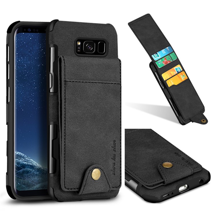 Multifunctional PU Leather Coated TPU Case with Card Slots for Samsung Galaxy S8 SM-G950 - Black-1