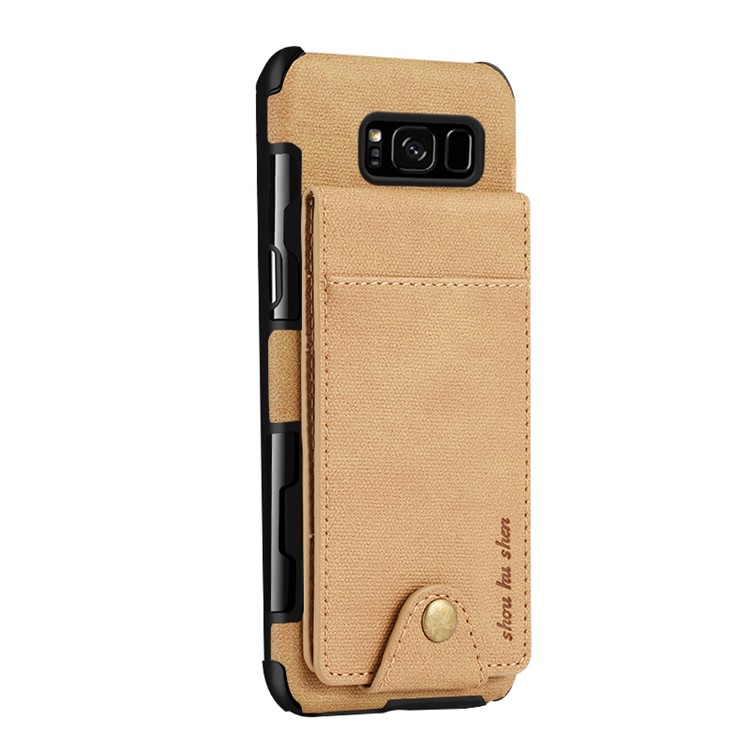 Multifunctional PU Leather Coated TPU Phone Case with Card Slots for Samsung Galaxy S8 SM-G950 - Khaki-1