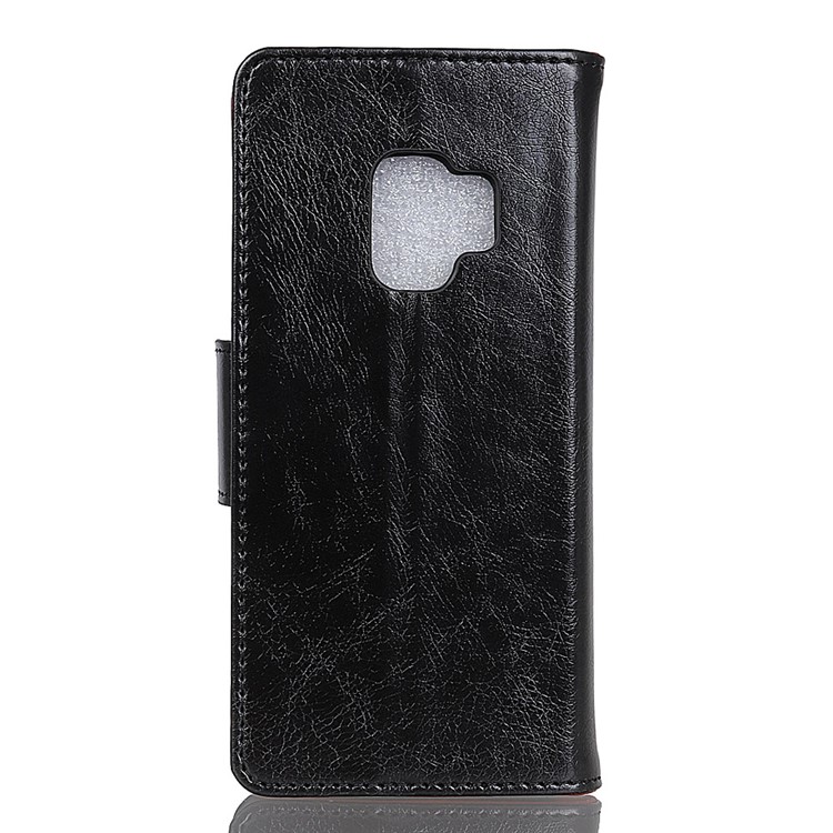 Textured Split Leather Stand Phone Case for Samsung Galaxy S9 G960 - Black-3