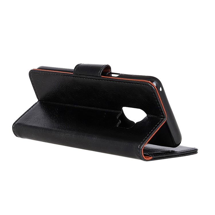Textured Split Leather Stand Phone Case for Samsung Galaxy S9 G960 - Black-5