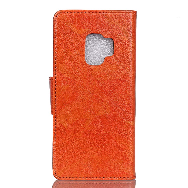 Textured Split Leather Stand Phone Casing for Samsung Galaxy S9 G960 - Orange-3