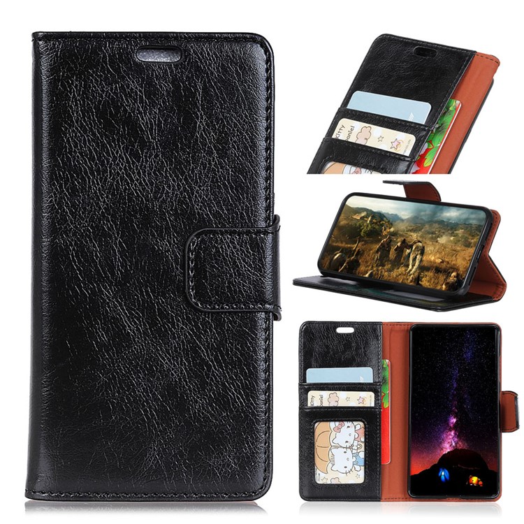 

Textured Split Leather Stand Phone Case for Samsung Galaxy S9+ G965 - Black, Galaxy S9+