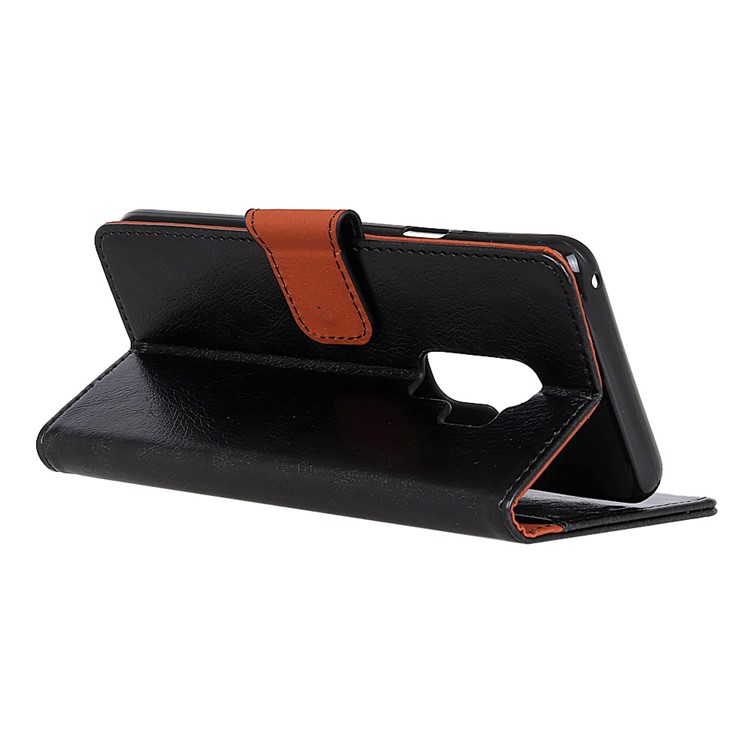 Textured Split Leather Stand Phone Case for Samsung Galaxy S9+ G965 - Black-5