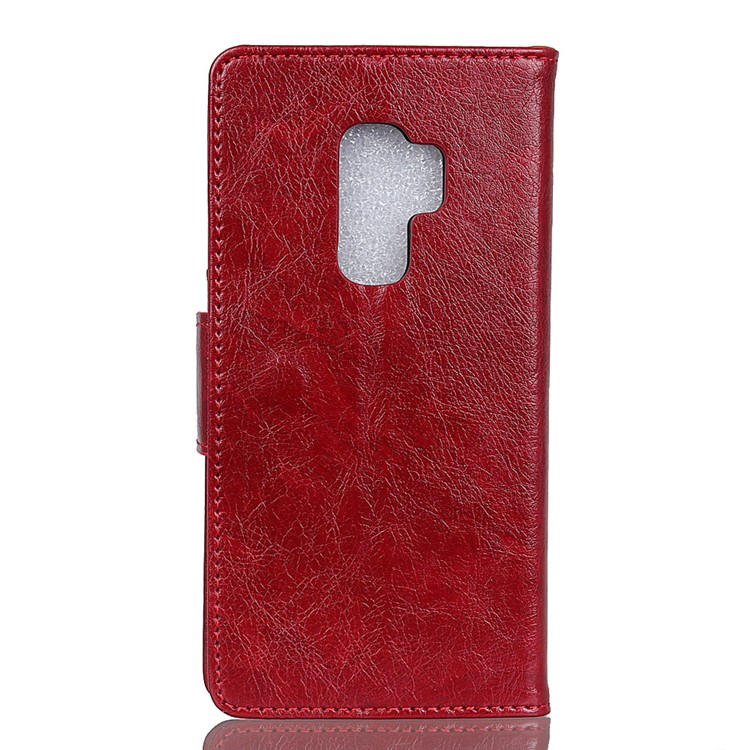 Textured Split Leather Stand Phone Cover for Samsung Galaxy S9+ G965 - Red-3