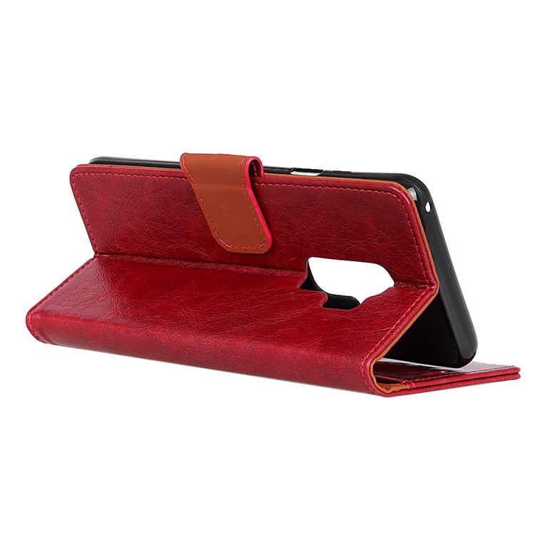 Textured Split Leather Stand Phone Cover for Samsung Galaxy S9+ G965 - Red-5