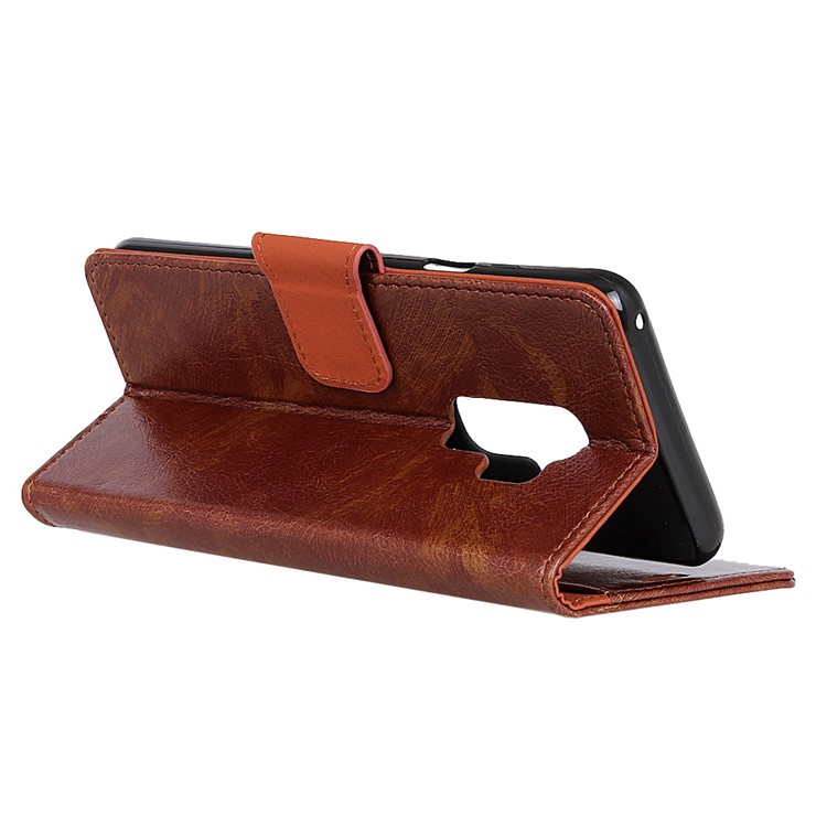 Textured Split Leather Stand Phone Shell for Samsung Galaxy S9+ G965 - Brown-5