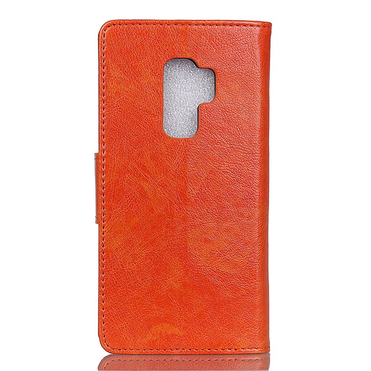 Textured Split Leather Stand Phone Casing for Samsung Galaxy S9 Plus G965 - Orange-3