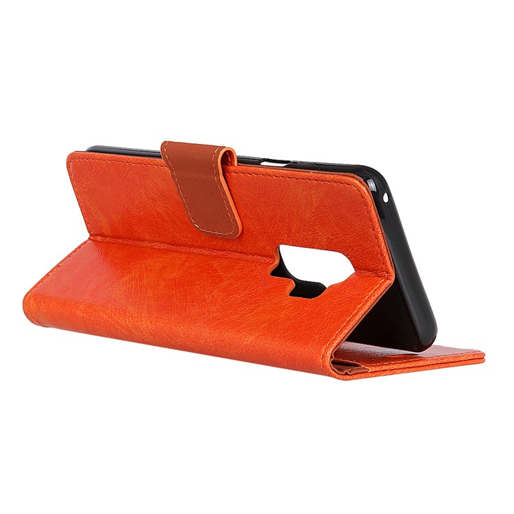 Textured Split Leather Stand Phone Casing for Samsung Galaxy S9 Plus G965 - Orange-5