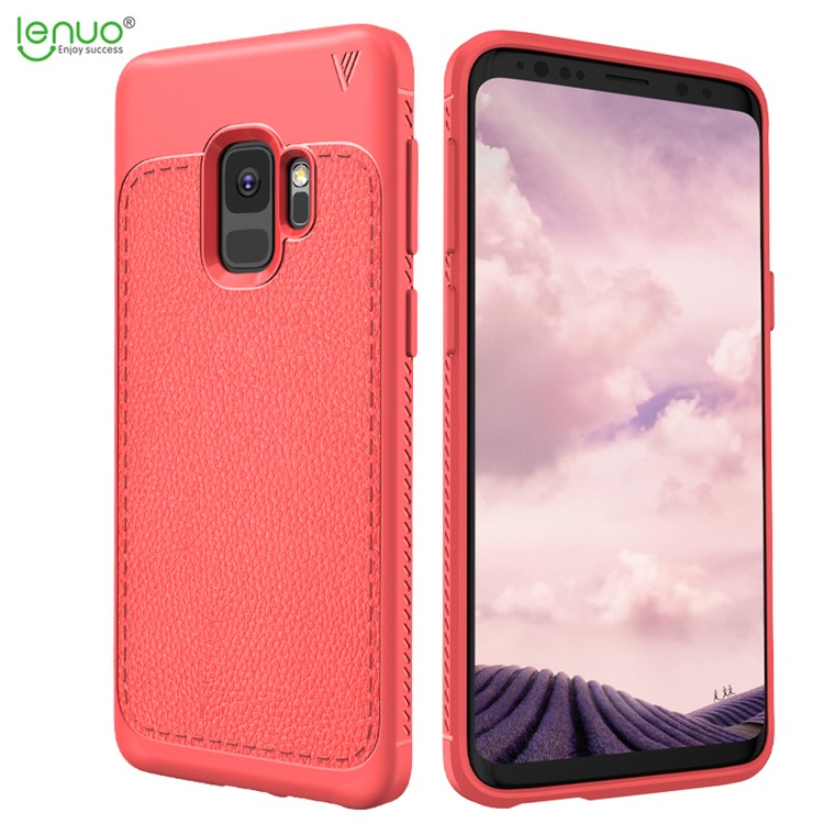 LENUO Gentlemen Series Litchi Skin TPU Phone Shell for Samsung Galaxy S9 - Red