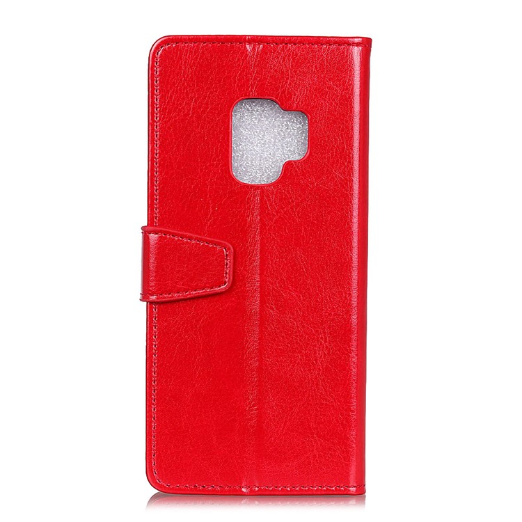 Crazy Horse Wallet Stand Leather Shell for Samsung Galaxy S9 G960 - Red-2
