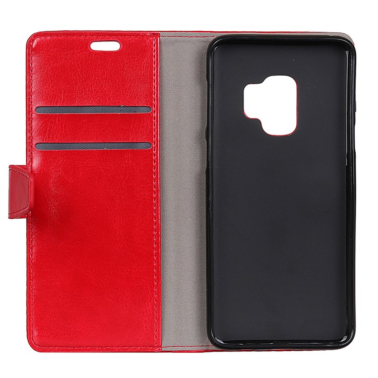 Crazy Horse Wallet Stand Leather Shell for Samsung Galaxy S9 G960 - Red-4