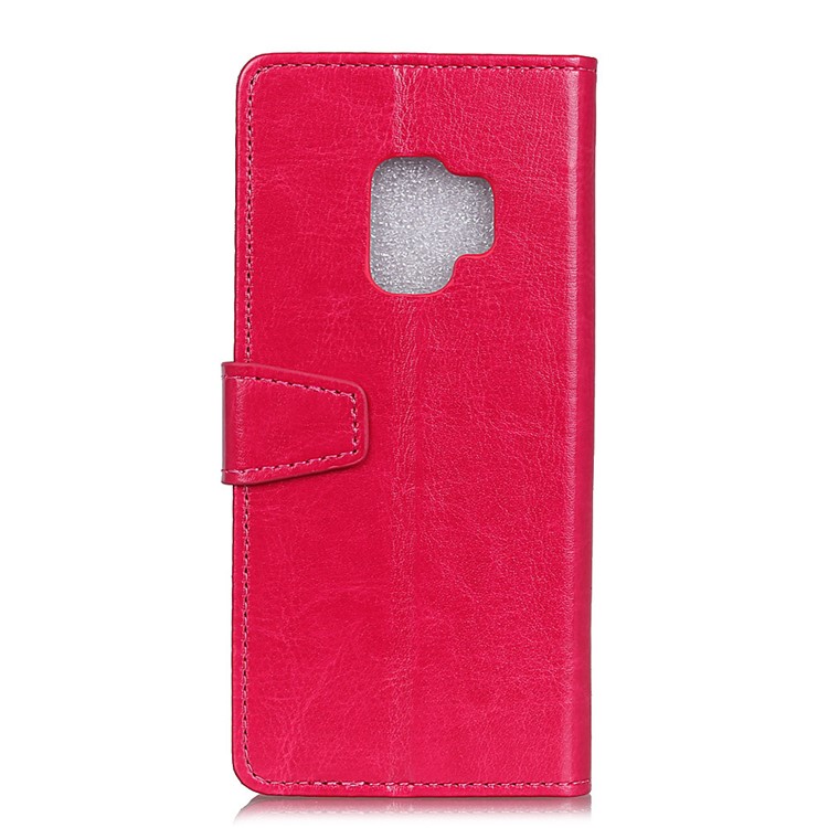 Crazy Horse Wallet Stand Leather Casing for Samsung Galaxy S9 G960 - Rose-2