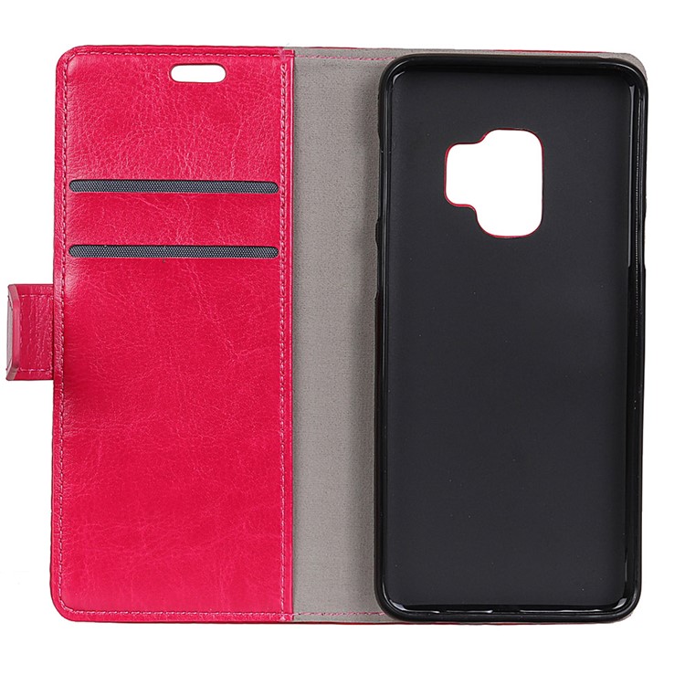 Crazy Horse Wallet Stand Leather Casing for Samsung Galaxy S9 G960 - Rose-4