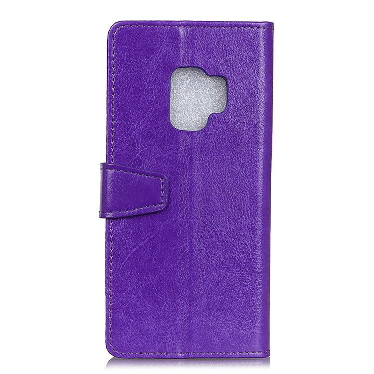 Crazy Horse Wallet Stand Leather Cell Phone Cover for Samsung Galaxy S9 G960 - Purple-3