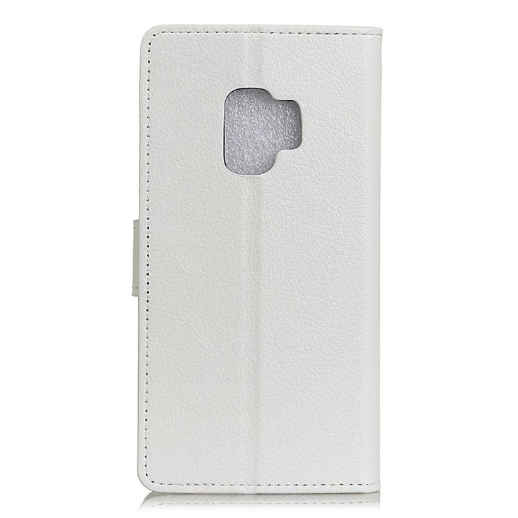 Litchi Texture PU Leather Wallet Stand Cover for Samsung Galaxy S9 G960 - White-2