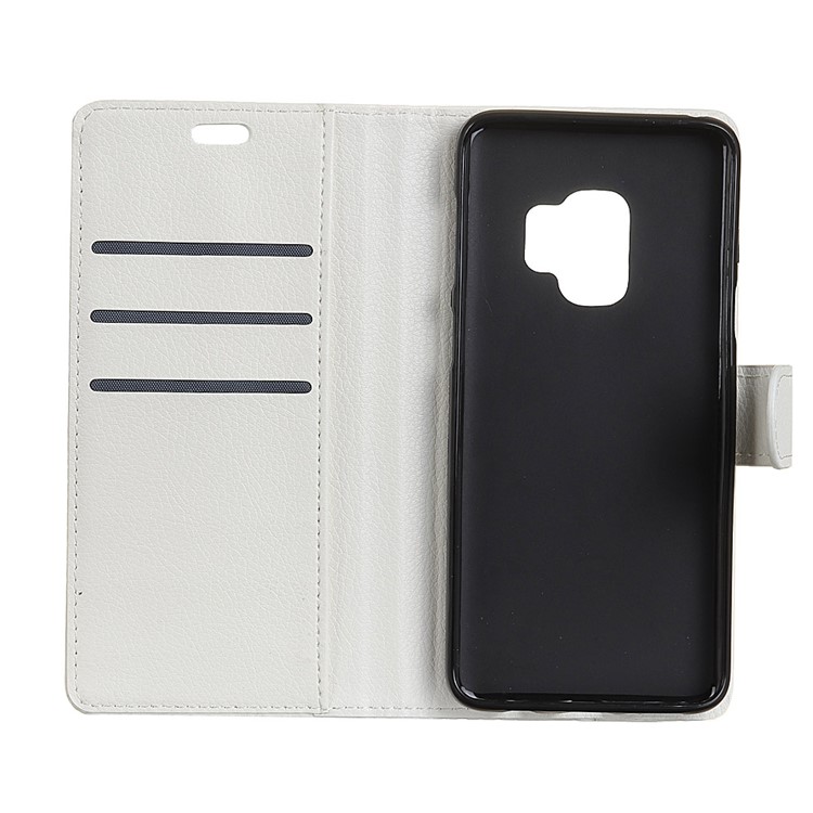 Litchi Texture PU Leather Wallet Stand Cover for Samsung Galaxy S9 G960 - White-5