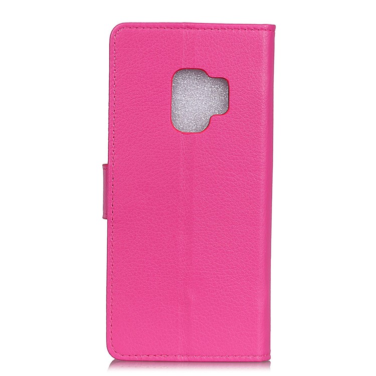 Litchi Texture PU Leather Wallet Stand Shell for Samsung Galaxy S9 G960 - Rose-2