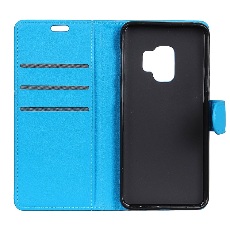Litchi Texture PU Leather Wallet Mobile Case for Samsung Galaxy S9 G960 - Blue-5