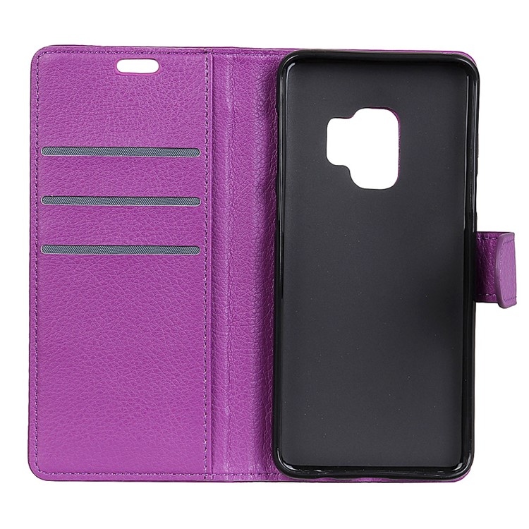 Litchi Texture PU Leather Wallet Mobile Cover for Samsung Galaxy S9 - Purple-5