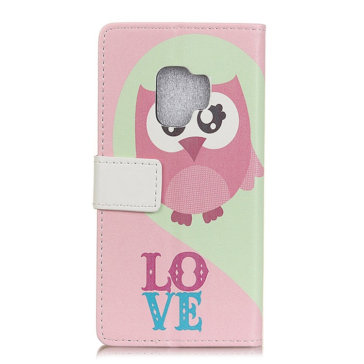 Patterned PU Leather Wallet Stand Protective Case for Samsung Galaxy S9 G960 - Owl and Love-2