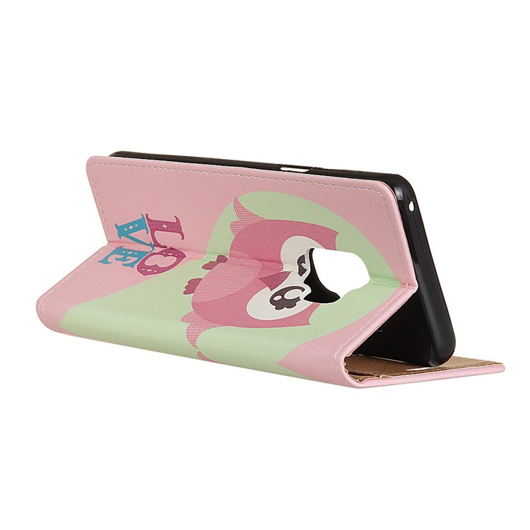 Patterned PU Leather Wallet Stand Protective Case for Samsung Galaxy S9 G960 - Owl and Love-3