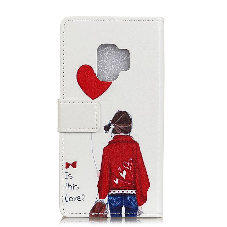 Patterned PU Leather Wallet Stand Protective Phone Shell for Samsung Galaxy S9 G960 - Is This Love-2