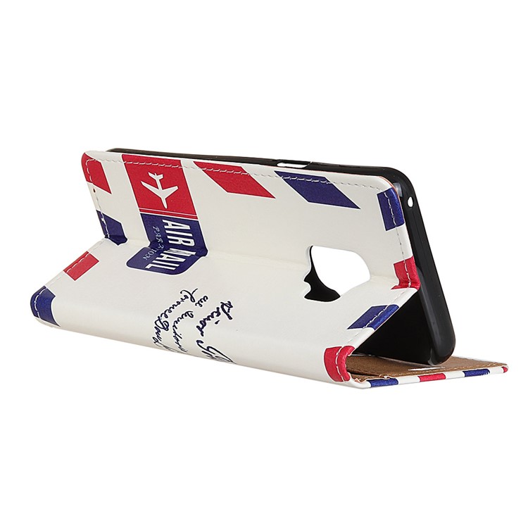 Patterned PU Leather Wallet Stand Protective Phone Casing for Samsung Galaxy S9 G960 - Stamp-3
