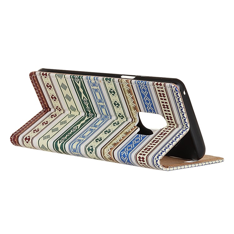 Patterned PU Leather Wallet Stand Protective Mobile Phone Case for Samsung Galaxy S9 - Patterned Stripes-3