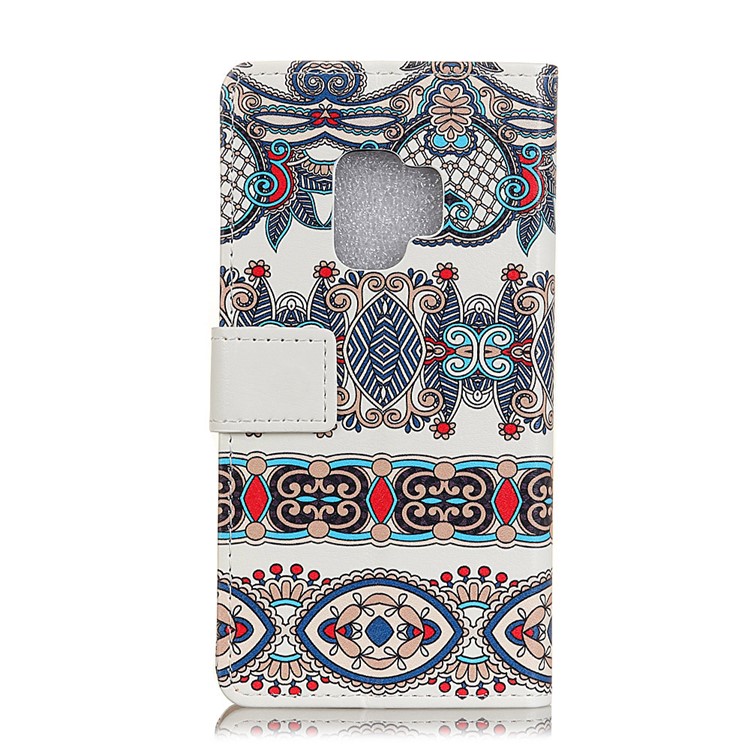 Patterned PU Leather Wallet Stand Protective Cell Phone Case for Samsung Galaxy S9 - Ancient Pattern Stripes-2