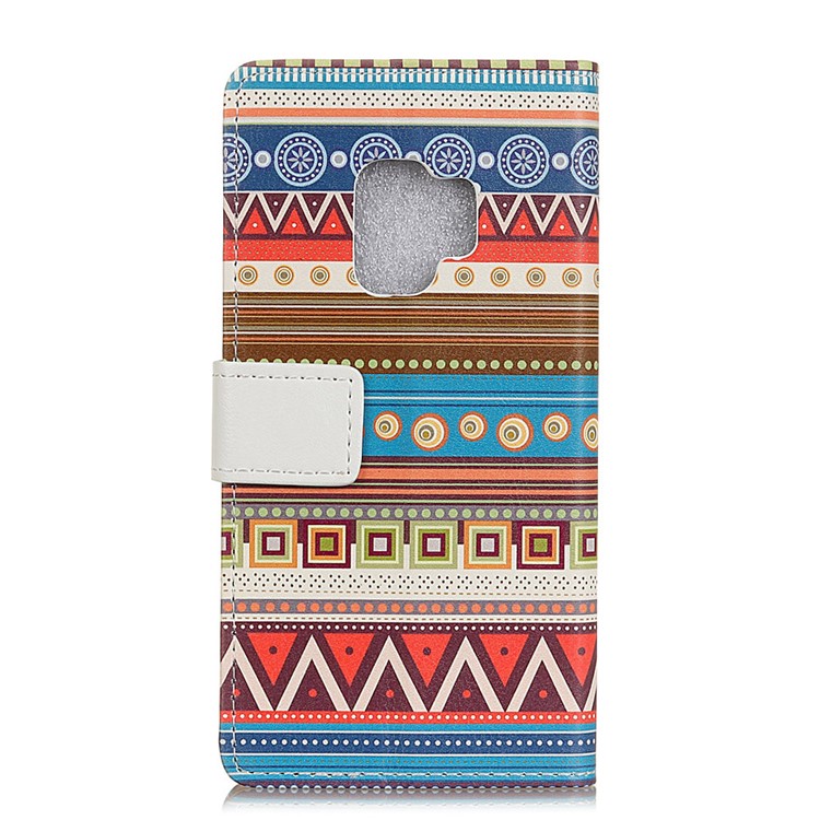 Patterned PU Leather Magnetic Wallet Stand Protective Phone Case for Samsung Galaxy S9 G960 - Geometric Pattern Stripes-2