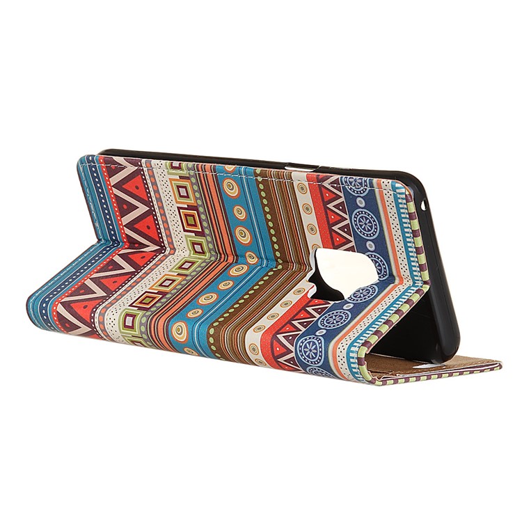 Patterned PU Leather Magnetic Wallet Stand Protective Phone Case for Samsung Galaxy S9 G960 - Geometric Pattern Stripes-3