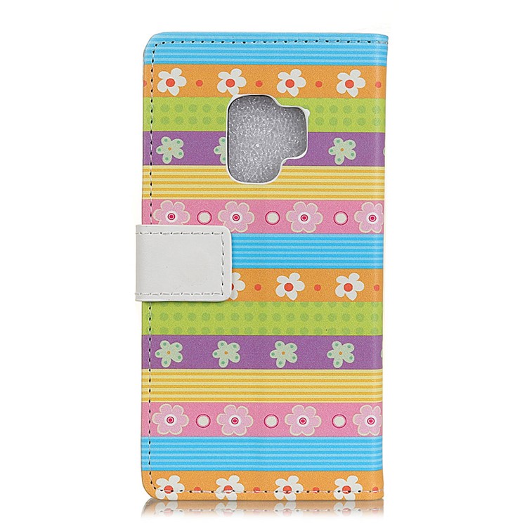 Patterned PU Leather Wallet Magnetic Stand Protective Phone Casing for Samsung Galaxy S9 - Flower Stripes-2