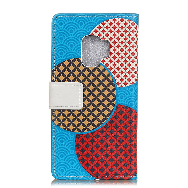 Patterned PU Leather Wallet Stand Protective Phone Cover with Magnet for Samsung Galaxy S9 - Three Circles-2