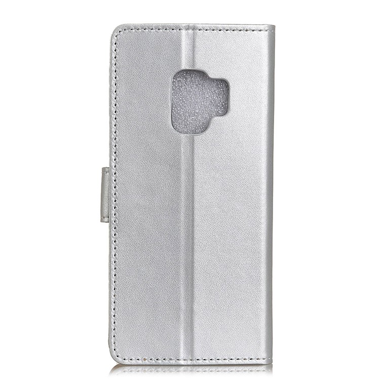 For Samsung Galaxy S9 G960 PU Leather Wallet Flip Stand Shell - Silver-2
