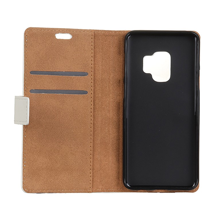 For Samsung Galaxy S9 G960 PU Leather Wallet Flip Stand Shell - Silver-3
