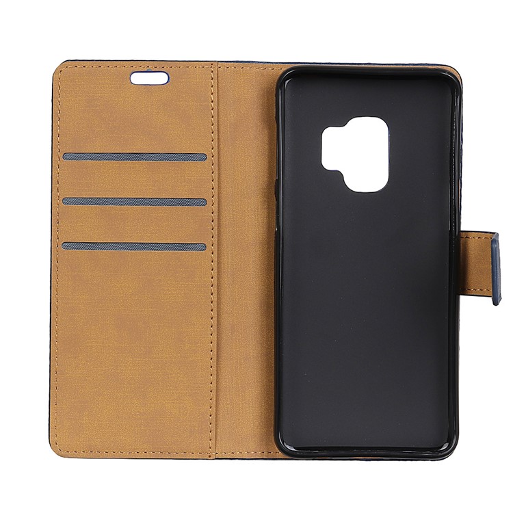 For Samsung Galaxy S9 G960 PU Leather Magnetic Wallet Cover Case - Blue-3