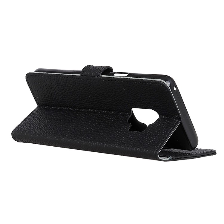 Litchi Grain Genuine Leather Wallet Stand Case for Samsung Galaxy S9 G960 - Black-5