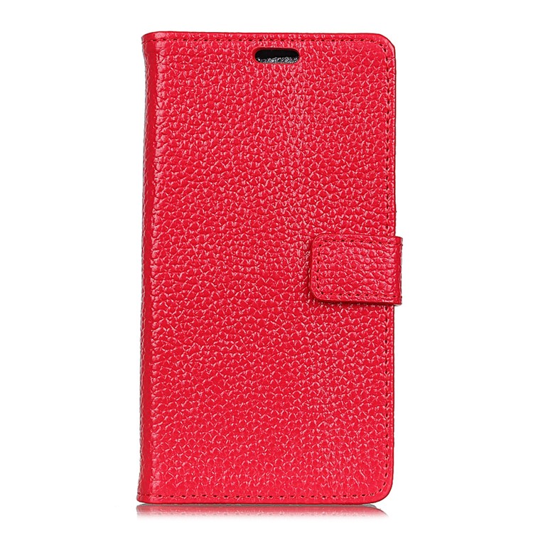 Litchi Grain Genuine Leather Wallet Cell Phone Case for Samsung Galaxy S9 G960 - Red-1