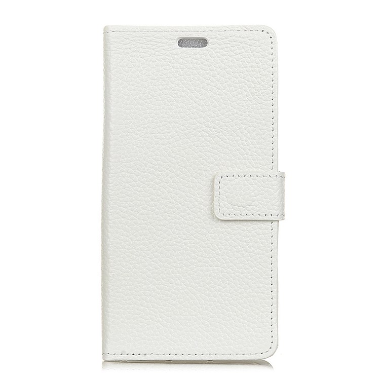 Litchi Grain Genuine Leather Folio Flip Mobile Phone Cover for Samsung Galaxy S9 G960 - White-1