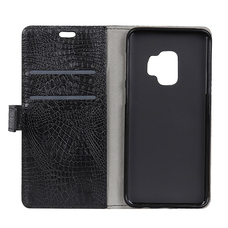 Crocodile Texture PU Leather Magnetic Wallet Case for Samsung Galaxy S9 G960 - Black-4