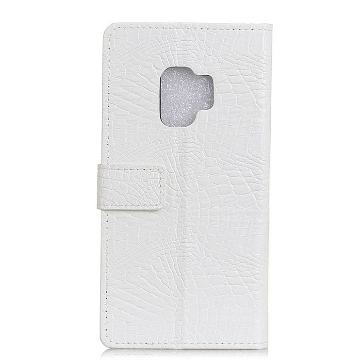 Crocodile Texture PU Leather Flip Stand Cell Phone Cover for Samsung Galaxy S9 G960 - White-2