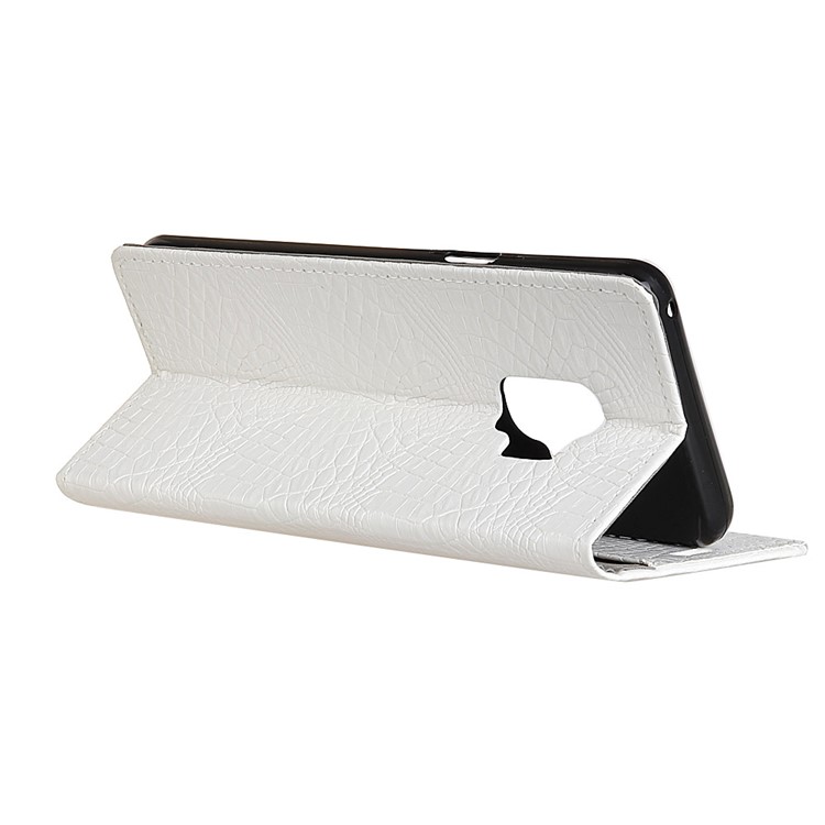 Crocodile Texture PU Leather Flip Stand Cell Phone Cover for Samsung Galaxy S9 G960 - White-5