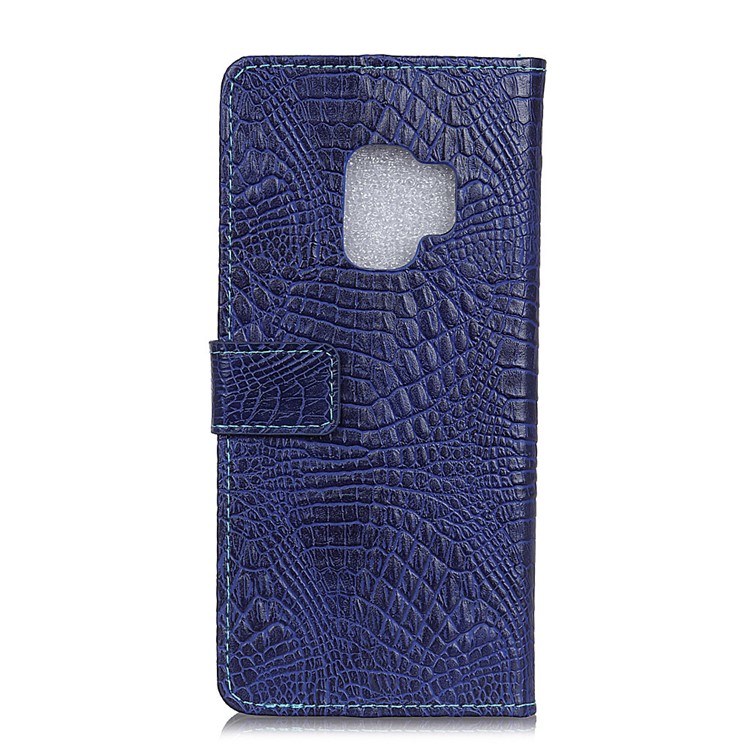 Crocodile Texture Card Holder Leather Stand Phone Casing for Samsung Galaxy S9 - Dark Blue-2