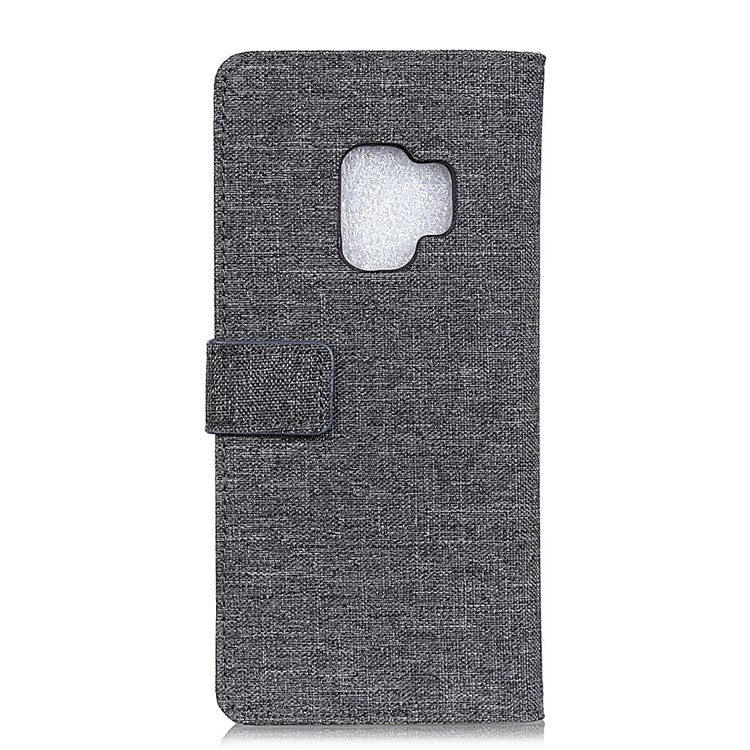Linen Cloth Leather Wallet Case with Stand for Samsung Galaxy S9 G960 - Black-2