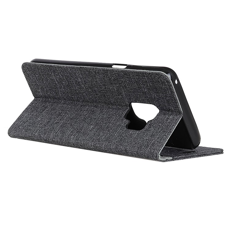 Linen Cloth Leather Wallet Case with Stand for Samsung Galaxy S9 G960 - Black-3