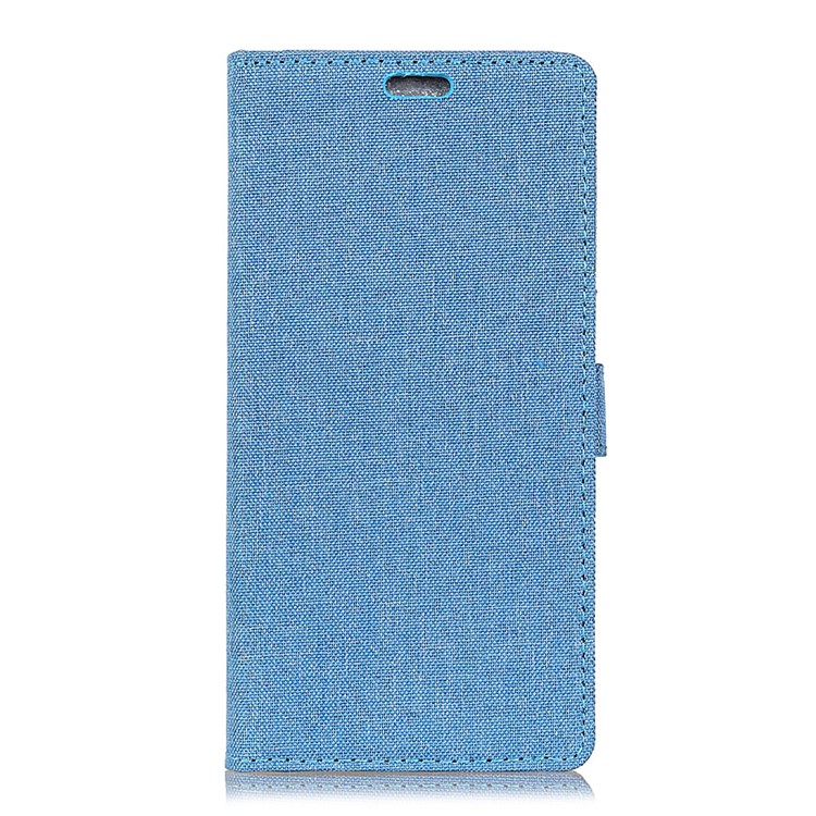 Linen Cloth Leather Magnetic Wallet Stand Cover Case for Samsung Galaxy S9 - Blue-1
