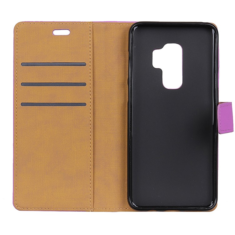 Leather Wallet Folio Flip Stand Case Shell for Samsung Galaxy S9 Plus G965 - Purple-3