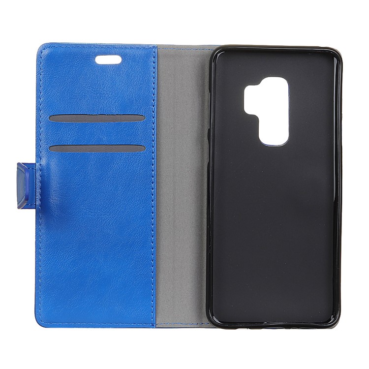 Crazy Horse Wallet Leather Stand Cover for Samsung Galaxy S9+ G965 - Blue-4